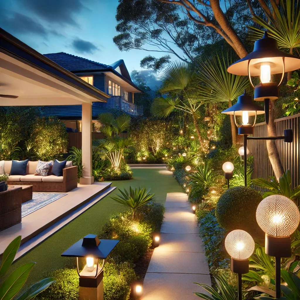 Garden lighting installation in Mudjimba by Brocky’s Electrical – enhancing outdoor spaces with expert design and energy-efficient solutions.